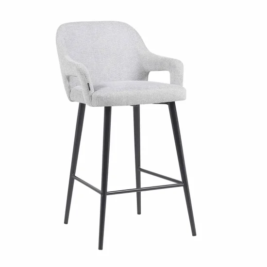 SGABELLO IMBOTTITO GRIGIO CHIARO GAMBE NERE THORNE