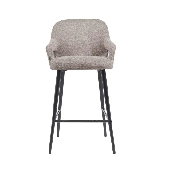 SGABELLO IMBOTTITO COLOR SABBIA GAMBE NERE THORNE 2