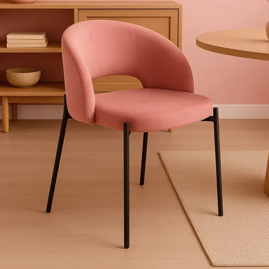 SEDIA IMBOTTITA VELLUTO ROSA CLOTILDE