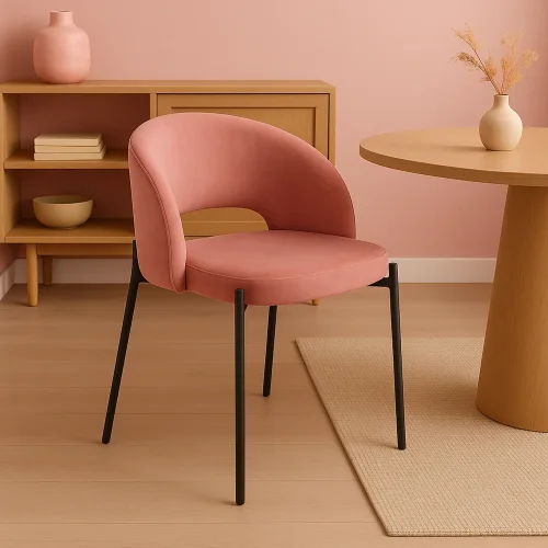 SEDIA IMBOTTITA VELLUTO ROSA CLOTILDE