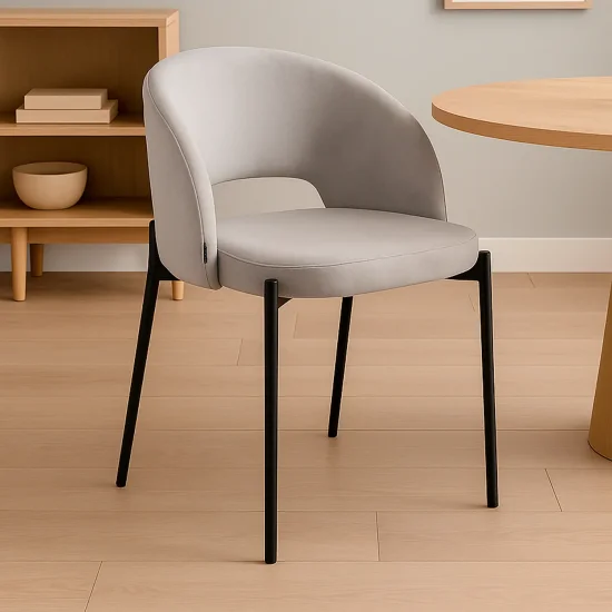 SEDIA IMBOTTITA VELLUTO GRIGIA CLOTILDE