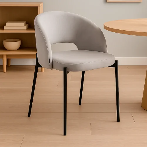 SEDIA IMBOTTITA VELLUTO GRIGIA CLOTILDE