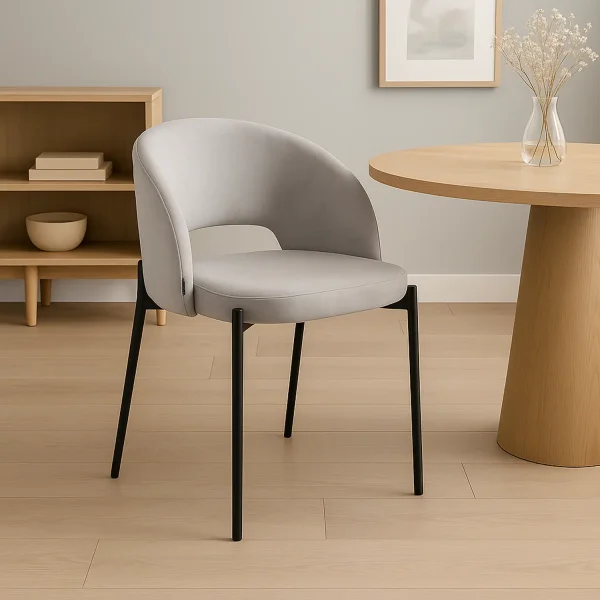 SEDIA IMBOTTITA VELLUTO GRIGIA CLOTILDE