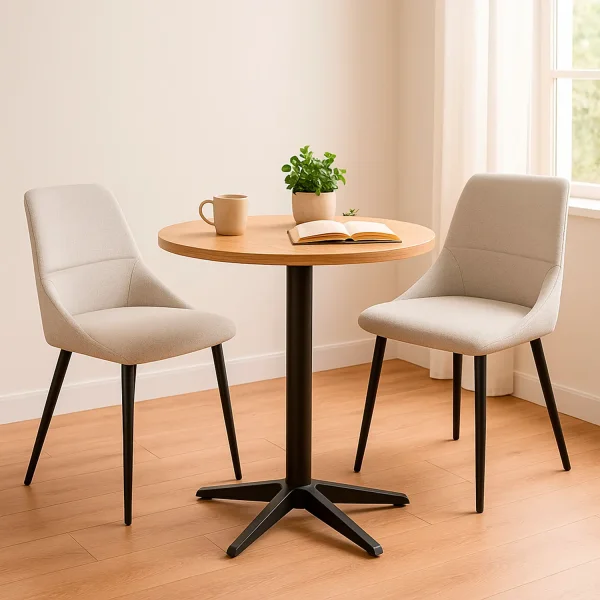 SEDIA DA PRANZO ADNEY TESSUTO SABBIA GAMBE NERE