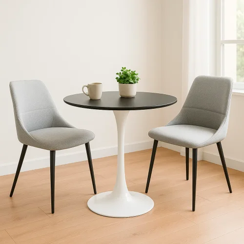 SEDIA DA PRANZO ADNEY TESSUTO GRIGIO GAMBE NERE