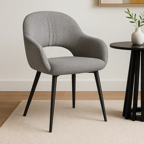 SEDIA IMBOTTITA GRIGIA GAMBE NERE ROWAN