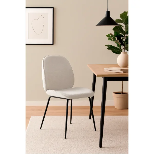 SEDIA ASHCROFT TESSUTO COLOR SABBIA CON GAMBE NERE