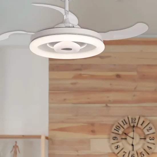 VENTILATORE DA SOFFITTO LED 45W REGOLABILE 4 PALE RETRATTILI SILVESTRE