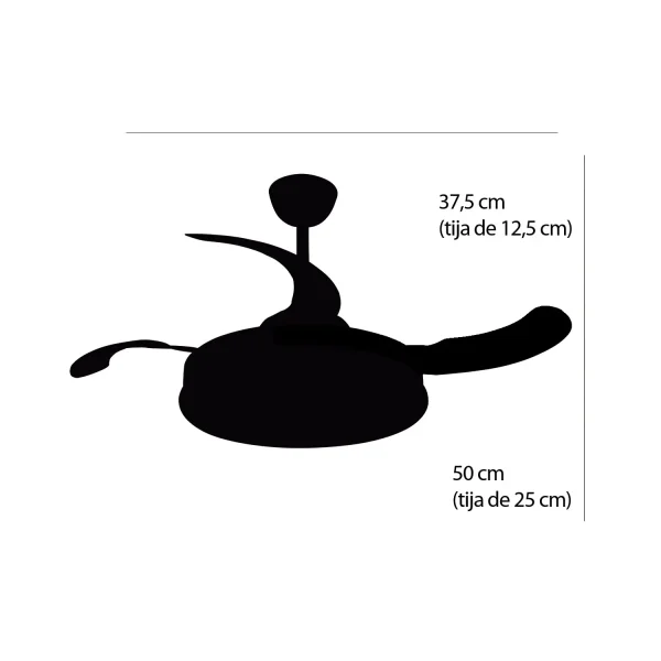 VENTILATORE DA SOFFITTO LED 45W REGOLABILE 4 PALE RETRATTILI SILVESTRE