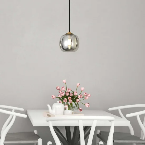 SOSPENSIONE 1 LUCE TULIPPA FUMÉ Ø15CM G9 NICOLETTA