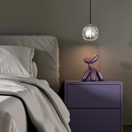 SOSPENSIONE 1 LUCE TULIPPA FUMÉ Ø10CM G9 NICOLETTA