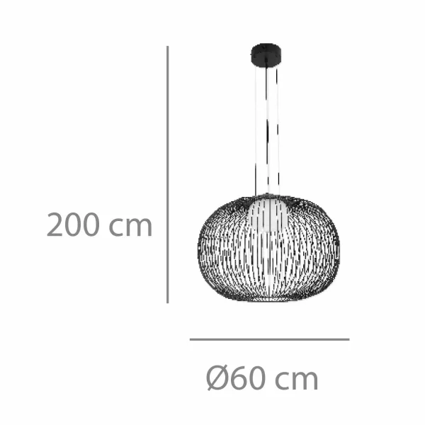 LAMPADA A SOSPENSIONE LED 15W 3000K-4000K-6000K Ø60CM NERA ARVEN