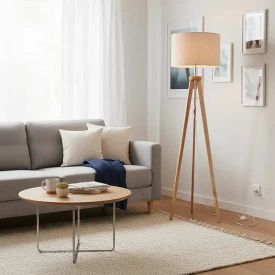 LÁMPARA DE PIE MADERA