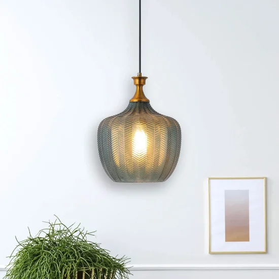 LAMPADA A SOSPENSIONE VETRO ACQUAMARINA Ø 26 CM ROGAN