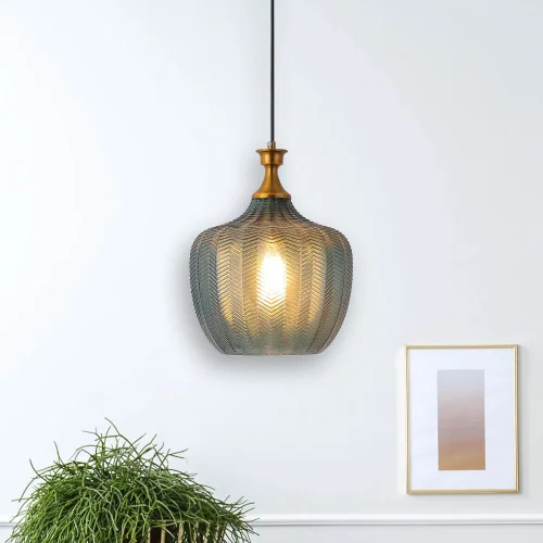 LAMPADA A SOSPENSIONE VETRO ACQUAMARINA Ø 26 CM ROGAN