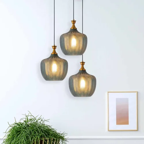 LAMPADA A SOSPENSIONE VETRO ACQUAMARINA Ø 26 CM ROGAN