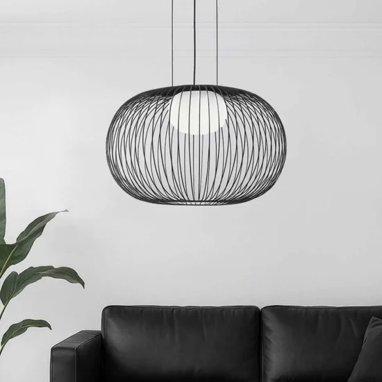 LAMPADA A SOSPENSIONE LED 15W 3000K-4000K-6000K Ø60CM NERA ARVEN