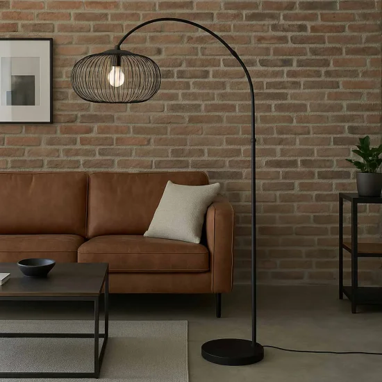 LAMPADA DA TERRA AD ARCO IN ACCIAIO NERO E27 ARVEN