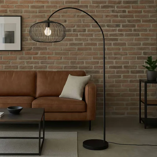 LAMPADA DA TERRA AD ARCO IN ACCIAIO NERO E27 ARVEN