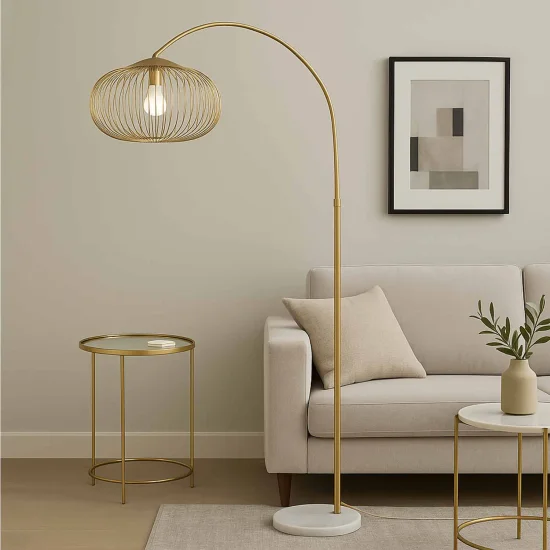 LAMPADA DA TERRA AD ARCO IN ACCIAIO DORATO E27 ARVEN