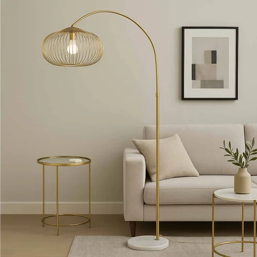 LAMPADA DA TERRA AD ARCO IN ACCIAIO DORATO E27 ARVEN