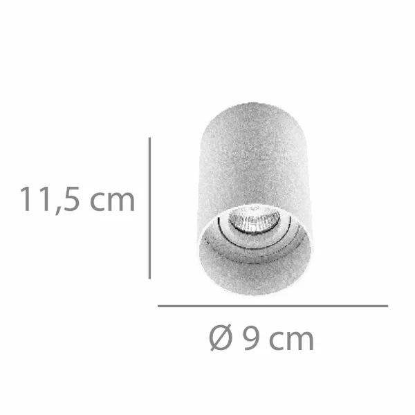 FARETTO DA SUPERFICIE CILINDRICO GU10 ORIENTABILE Ø9CM BIANCO