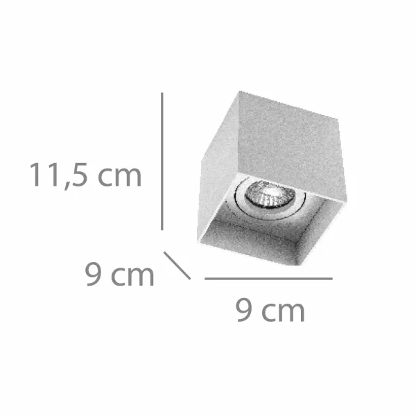 FARETTO DA SUPERFICIE QUADRATO GU10 ORIENTABILE 9x9 CM BIANCO