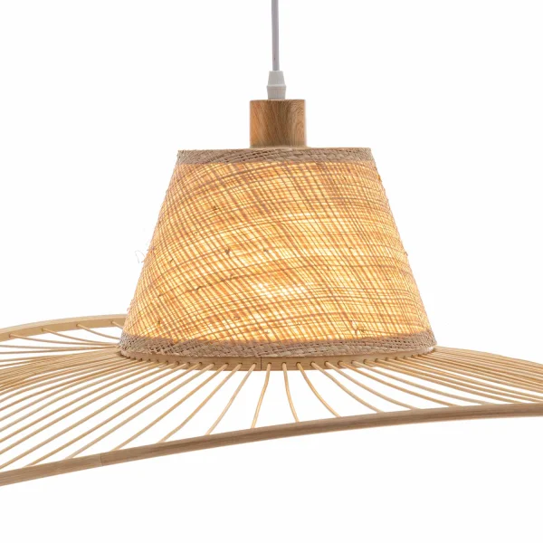 LAMPADA A SOSPENSIONE IN LEGNO E FIBRE NATURALI Ø80CM E27 SOLMAR