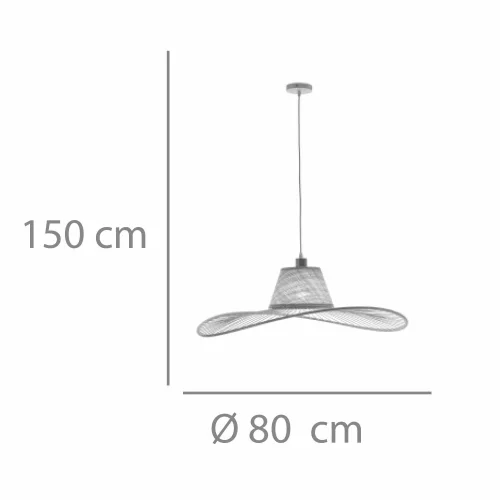 LAMPADA A SOSPENSIONE IN LEGNO E FIBRE NATURALI Ø80CM E27 SOLMAR