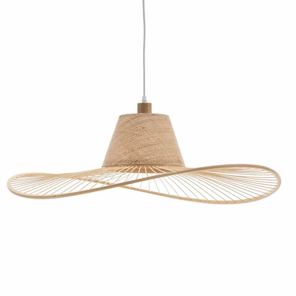 LAMPADA A SOSPENSIONE IN LEGNO E FIBRE NATURALI Ø60CM E27 TIKI