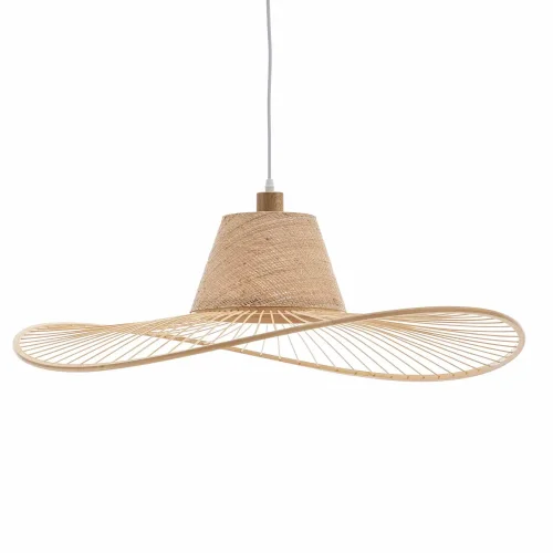 LAMPADA A SOSPENSIONE IN LEGNO E FIBRE NATURALI Ø60CM E27 TIKI