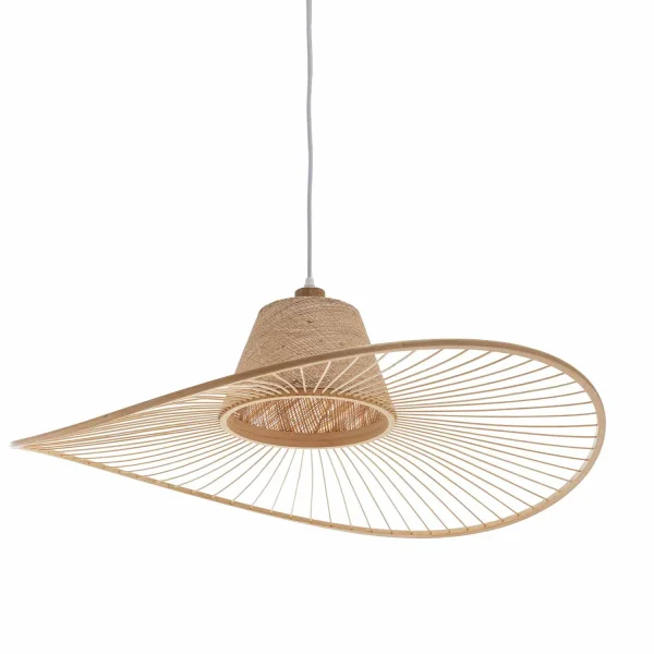 LAMPADA A SOSPENSIONE IN LEGNO E FIBRE NATURALI Ø60CM E27 TIKI