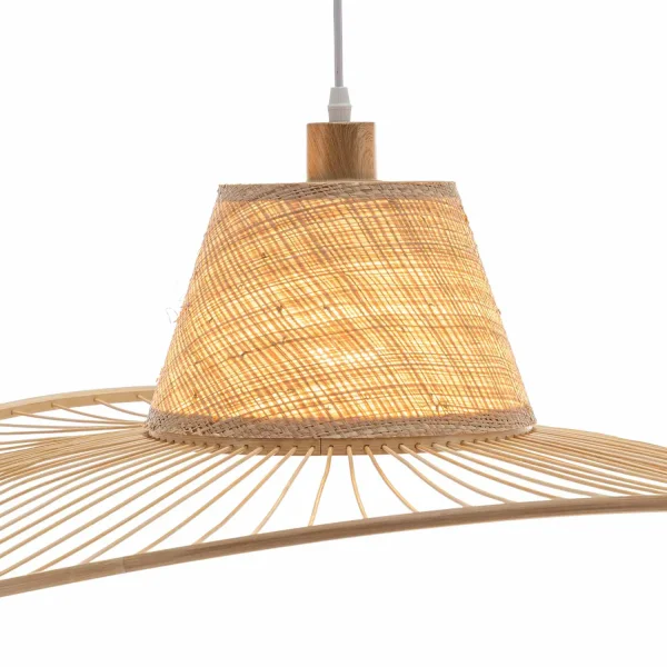 LAMPADA A SOSPENSIONE IN LEGNO E FIBRE NATURALI Ø60CM E27 TIKI