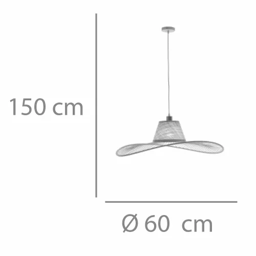 LAMPADA A SOSPENSIONE IN LEGNO E FIBRE NATURALI Ø60CM E27 TIKI
