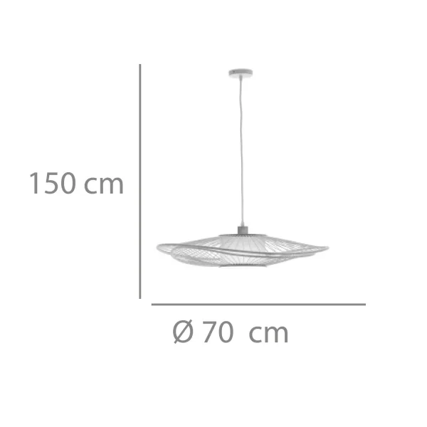 LAMPADA A SOSPENSIONE IN LEGNO E TESSUTO Ø70CM E27 MALAI