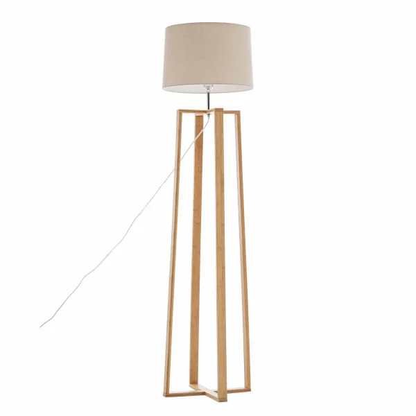 LAMPADA DA TERRA IN LEGNO E TESSUTO Ø43CM E27 HAGEN