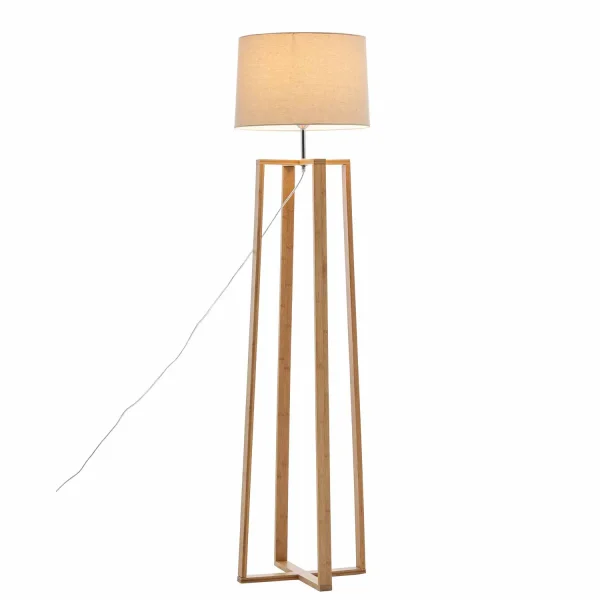 LAMPADA DA TERRA IN LEGNO E TESSUTO Ø43CM E27 HAGEN