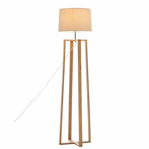 LAMPADA DA TERRA IN LEGNO E TESSUTO Ø43CM E27 HAGEN