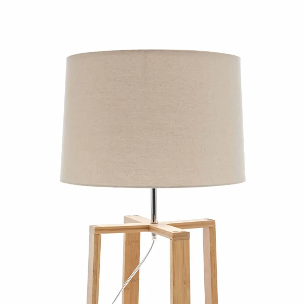 LAMPADA DA TERRA IN LEGNO E TESSUTO Ø43CM E27 HAGEN