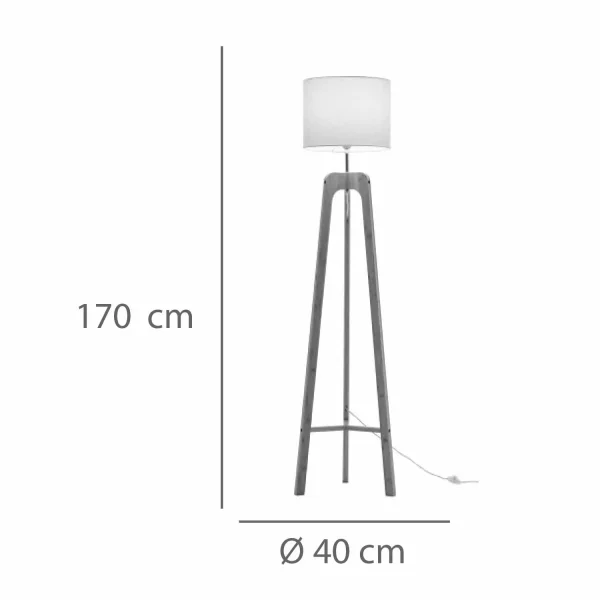 LAMPADA DA TERRA IN LEGNO E TESSUTO Ø40CM E27 HAGEN
