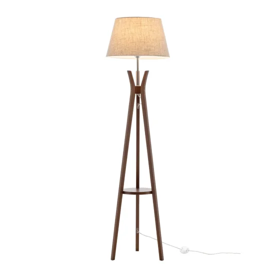 LAMPADA DA TERRA IN LEGNO DI MOGANO E TESSUTO Ø46CM E27 HAGEN 2