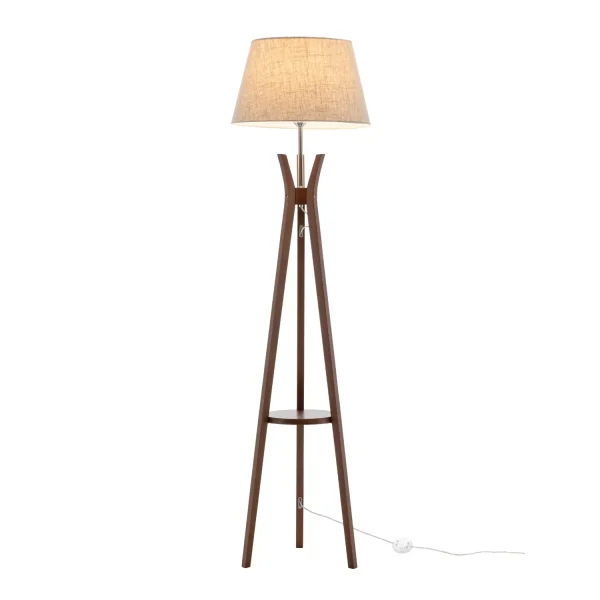 LAMPADA DA TERRA IN LEGNO DI MOGANO E TESSUTO Ø46CM E27 HAGEN