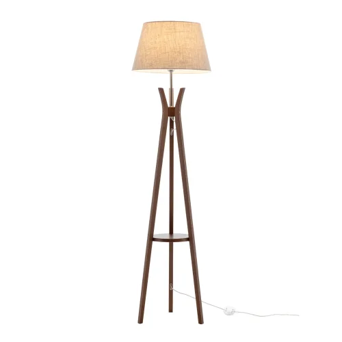 LAMPADA DA TERRA IN LEGNO DI MOGANO E TESSUTO Ø46CM E27 HAGEN