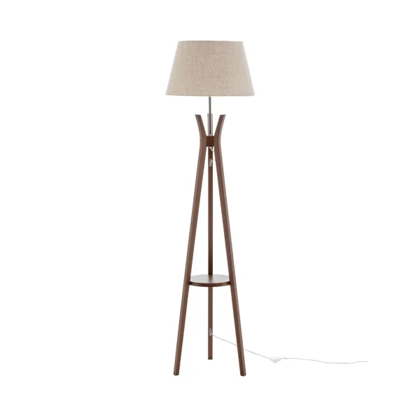 LAMPADA DA TERRA IN LEGNO DI MOGANO E TESSUTO Ø46CM E27 HAGEN