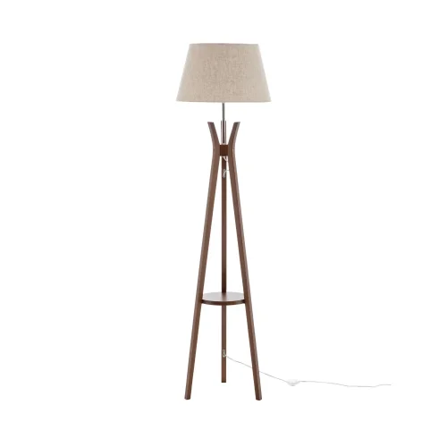 LAMPADA DA TERRA IN LEGNO DI MOGANO E TESSUTO Ø46CM E27 HAGEN