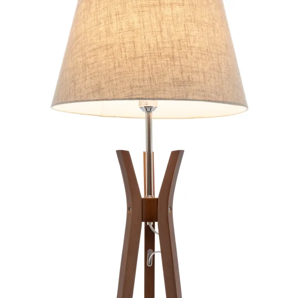 LAMPADA DA TERRA IN LEGNO DI MOGANO E TESSUTO Ø46CM E27 HAGEN