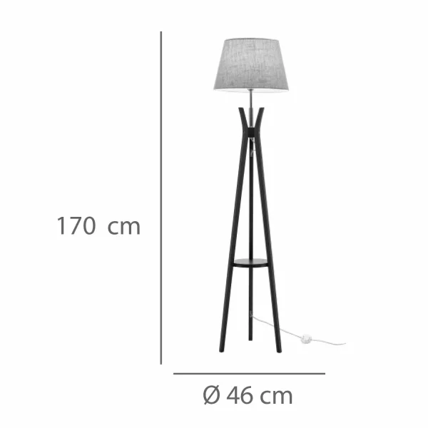 LAMPADA DA TERRA IN LEGNO DI MOGANO E TESSUTO Ø46CM E27 HAGEN
