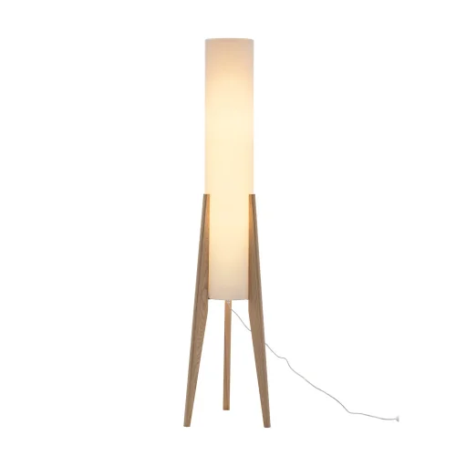 LAMPADA DA TERRA IN LEGNO E TESSUTO 2 LUCI E27 Ø36CM HAGEN