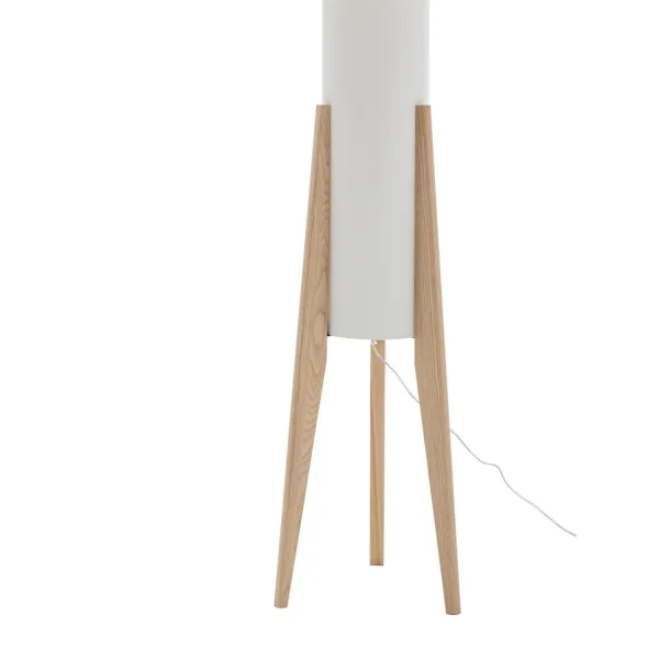 LAMPADA DA TERRA IN LEGNO E TESSUTO 2 LUCI E27 Ø36CM HAGEN