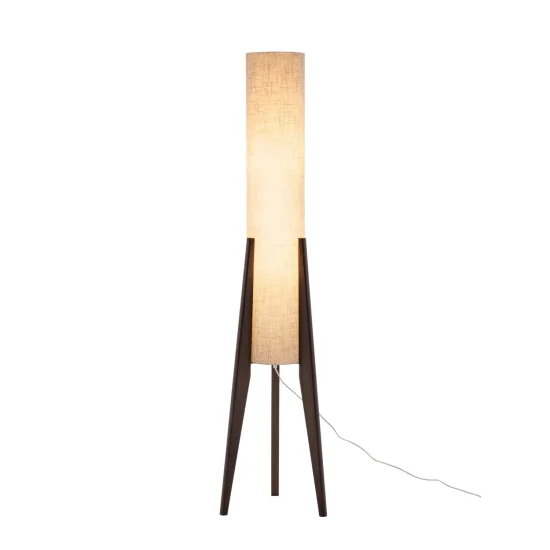 LAMPADA DA TERRA IN LEGNO DI ACERO E TESSUTO 2 LUCI E27 Ø36CM HAGEN 2